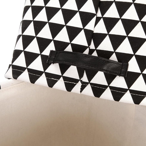 Sea Team Foldable Large Square Black and White Geometric Storage Bins, 100% Natural Linen & Cotton, Set of 4