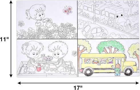 50 11"x 17" 2 Gift Boutique Kids Activity Place Mats Disposable Paper Sided Color Your Own Fun Time Coloring and Puzzle