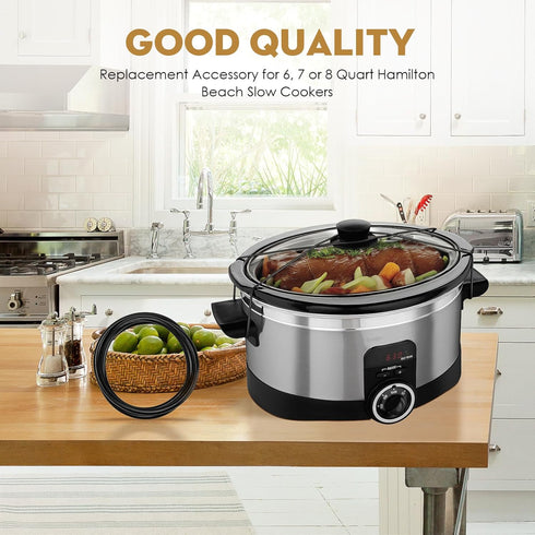 2 Pack Black Lid Latch Strap Rubber Band for 6, 7, 8 Quart Hamilton Beach Crock Pot Slow Cooker