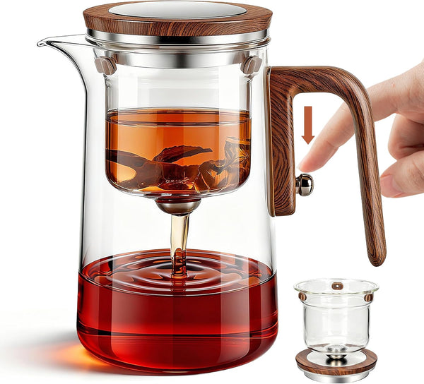 MACTANO Enchant Series Glass Magic Teapot with Magnetic Infuser, Modern Personal Tea