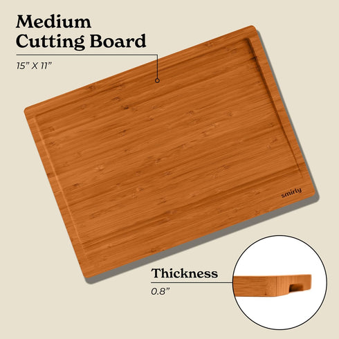 SMIRLY Large Bamboo Cutting Board for Kitchen: Large Bamboo Cutting Board with Juice Groove, Wooden Cutting Boards for Kitchen, Butcher Block Cutting Board Wood