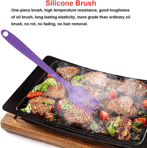 Silicone Spatulas Set - Heat Resistant Spoonula, Non-Stick Scrapers, One Piece Design Baking Mixing Tool (Purple)
