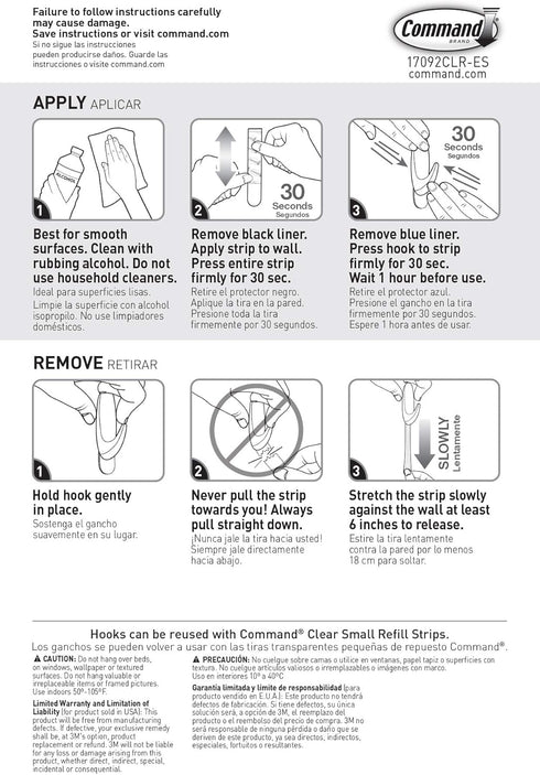 Command Small Hooks, Clear, 2-Hook, 6-Pack