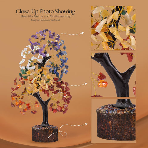 7 Chakra Tree of Life, Crystal Tree for Positive Energy, Healing Crystals and Stones, 10-12"