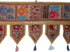 Indian Cotton Window Valance, Beige Ethnic Vintage Embroidered Patchwork Tassels Floral Scarf Curtain Topper