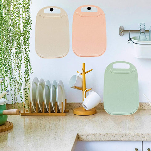 Wheat Straw Chopping Board for Kitchen, Juice Grooves, Easy Grip Handle, Dishwasher Safe, Pink