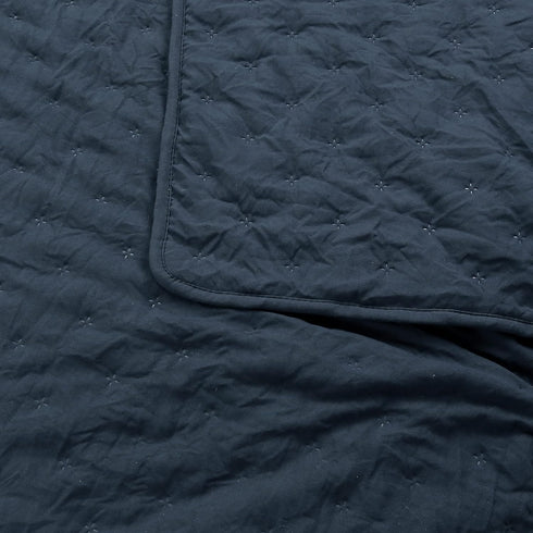Set 3 90x90 inches ROARINGWILD Navy Blue Queen Size Quilt Bedding with Pillow Shams, Lightweight Soft Bedspread