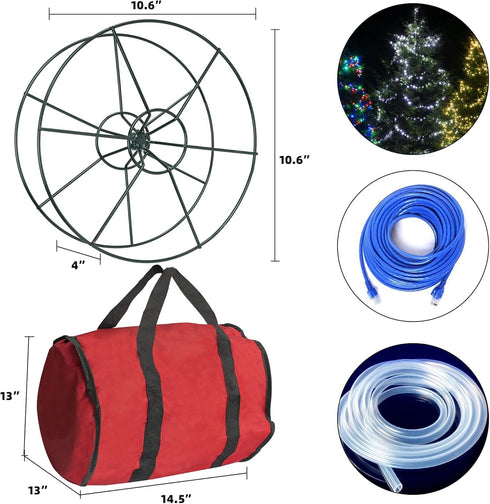 3 Dazzle Bright Christmas Lights Storage Bags, Metal Reels to Store Holiday Christmas String Lights, Red Tear Proof