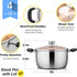 E-far 4 Quart Stock Pot, Stainless Steel Soup Pot with Glass Lid, Heavy Duty, Dishwasher Safe, Rust Free