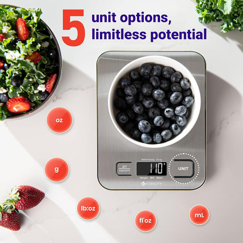 Etekcity Food Kitchen Scale, Digital Grams and Ounces for Weight Loss, Baking, Cooking, Keto and Meal Prep - LCD