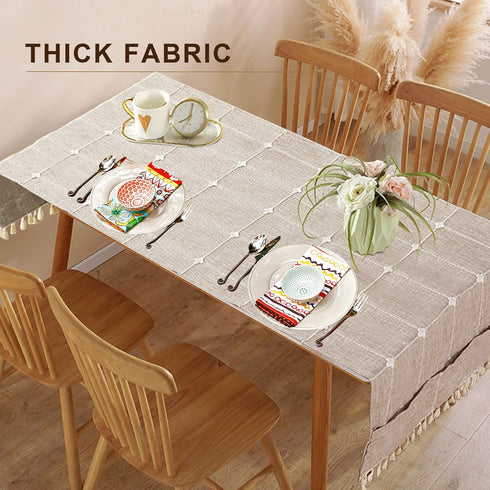 Ajerg 20x57inch Coffee Table Cloth, Boho Coffee Table Cover for Living Room Tablecloth Cover with Pockets & Tassel