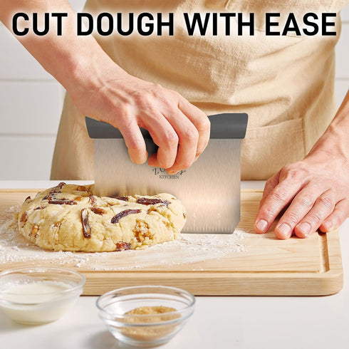 Zulay Premium Stainless Steel Bench Scraper & Chopper, Multi-purpose Dough Cutter with Easy to Read Etched Markings