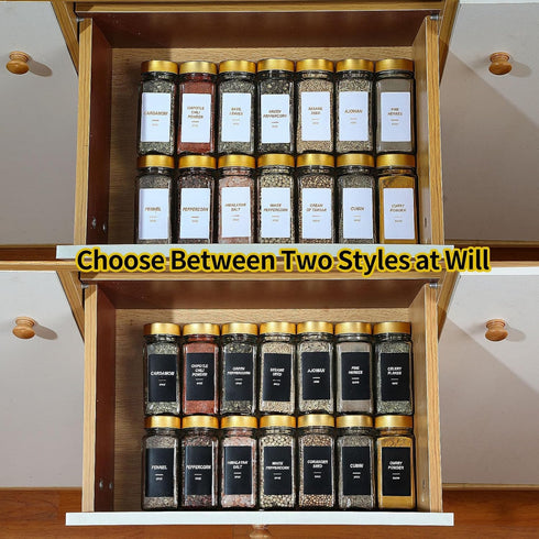 24Pcs Lids-4 oz Set (24) Glass Spice Jars with Label, Spice Jars with Shaker Gold Spice Seasoning Jars Bottles