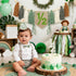 6 1/2 Half Birthday Decorations Baby Boy,Sage Green Months High Chair Banner With Cone Hat And Cake Topper,Jungle Theme