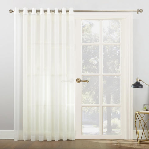 No. 918 Emily Extra-Wide Sheer Voile Sliding Patio Door Curtain Panel, 100" x 84", Ivory - 50985