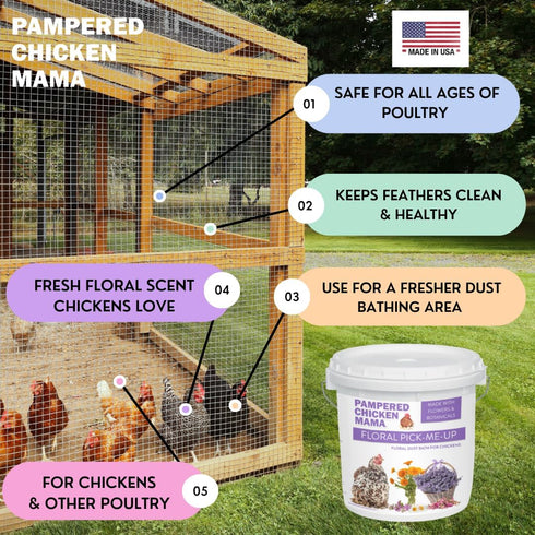 (6 Pampered Chicken Mama Floral Dust Bath with Premium Herbs & Flowers: All Natural Poultry Supplies for Hens Who Love
