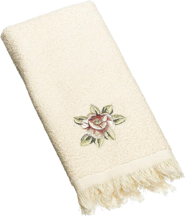 Avanti Linens Rosefan Fingertip Towel, Ivory, 18.00" x 11.00"