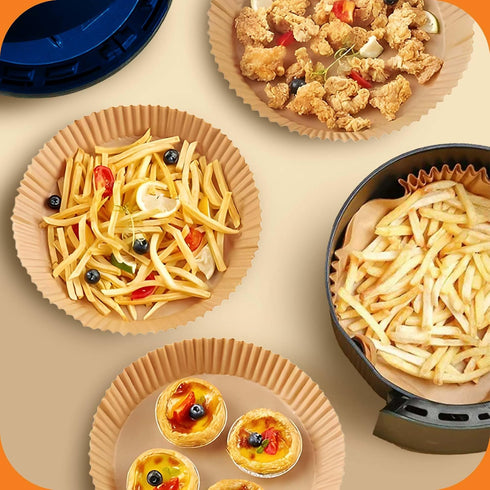 8-Inch Round Air Fryer Paper Liners, 125pcs Non-Stick, Heat-Resistant, Perfect Fit for Hassle-Free Cooking