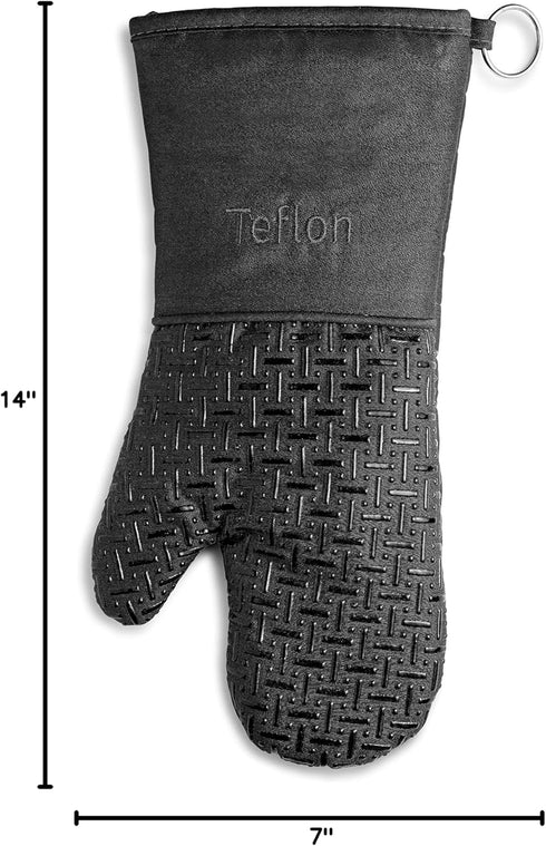 Xlnt Extra Long Oven Mitts (Black) - Teflon EcoElite Water Repellent, Heat Resistant for Cooking & BBQ