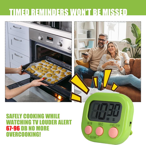 Saooumean 6 Pack Countdown Multi-Function Electronic Timer, Colorful Kitchen Timers Digital Magnetic, Timer, Big LCD