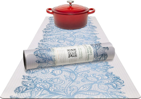RIMONA'S Waterproof Thermo Heat Resistant Table Runner and Trivet for Hot Dishes, 40" Fields of Blue