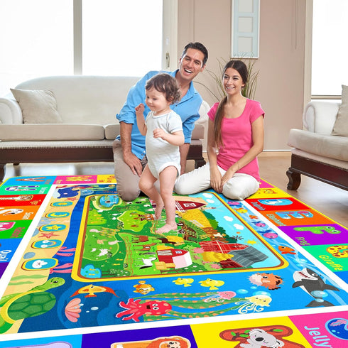 DINSUMRUG (78.7X59 INCH, Kids Rug for Playroom, Farm Play Mat, Sea Animal Alphabet ABC Educational Rug, Floor Play Mat