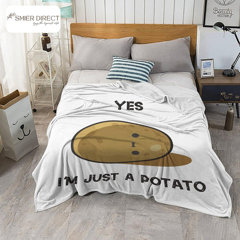 Cozy 60x50in Cute Potato Soft Comfy Flannel Blanket Fluffy Queen Plush Throw Twin Outdoor Picnic Living Room Travel