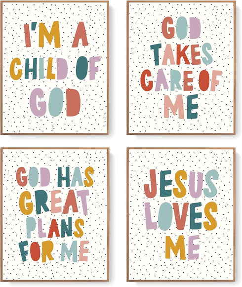 LARTSFRO Jesus Loves me Wall Art Decor Posters Prints, Inspirational Bible Verses Room