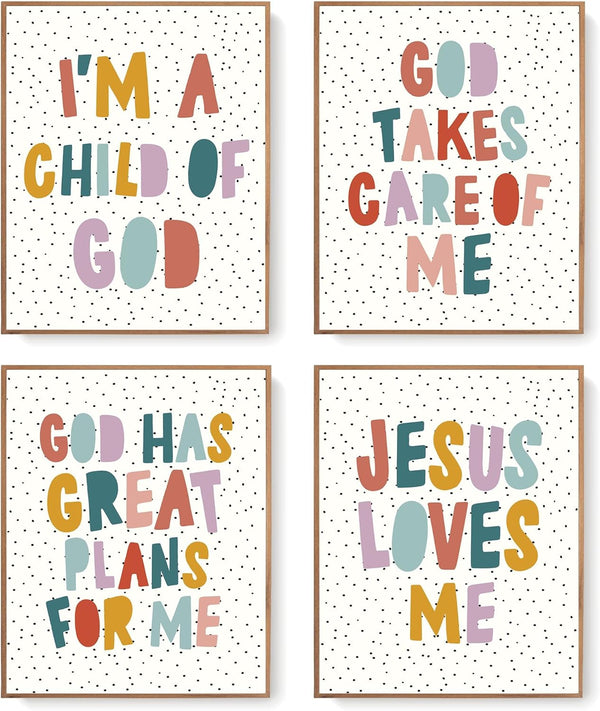 LARTSFRO Jesus Loves me Wall Art Decor Posters Prints, Inspirational Bible Verses Room