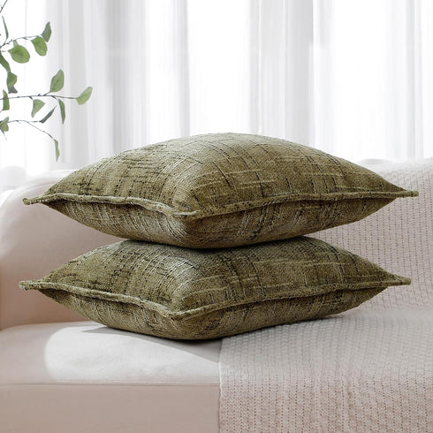 18x18 Set 2, HPUK Fall Chenille Soft Throw Pillow Covers of Accent Cushion Covers for Living Room, Bedroom, Decorative