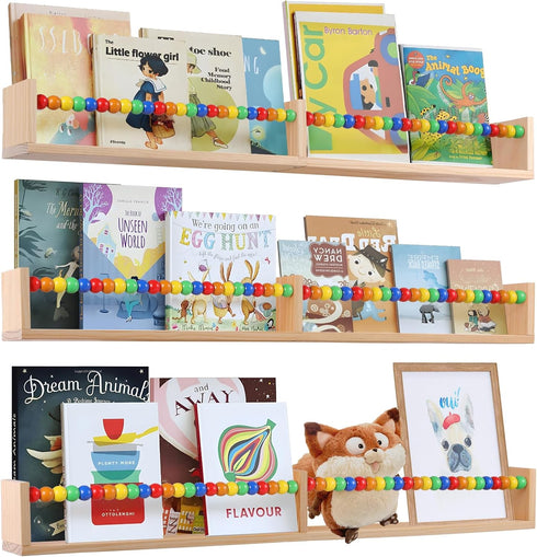birola 32 inches Set 3,Wall Nursery Book Shelves of Bookshelves for Kids,Nursery Shelves for Bookshelf Wall,Book Shelf