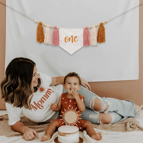 Garland1st Boho Sun Yarn High Chair Banner - You are My Sunshine Birthday Decor, Cake Smash Photo Prop, Backdrop Photo