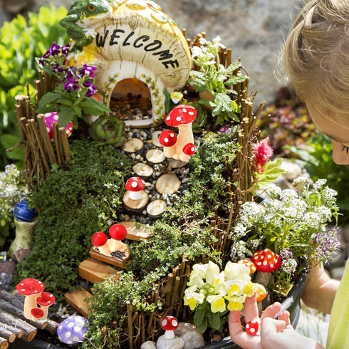 Yulejo 120 Pcs Bulk Cute Tiny Mushrooms Mini Figurines for Indoor Outdoor Garden Decor, Miniature Mushrooms Fairy