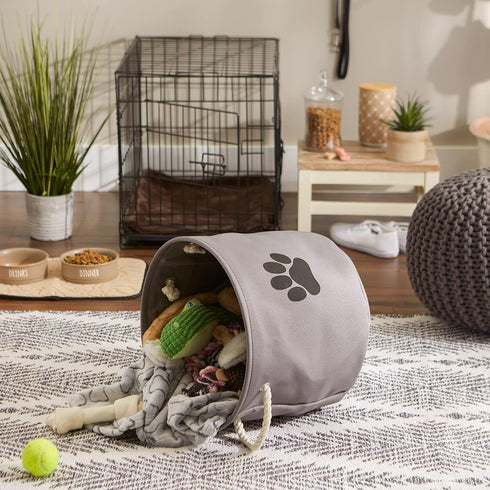 Bone Dry Medium Round Pet Storage Collection Collapsible Bin, Gray