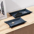Navaris Faux Leather Tray Set - 2 Navy Blue Valet Organizer Trays for Bedside Table, Night Stand, Desk Storage