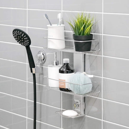 BATHBEYOND Shower Caddy Suction Cup Tier Shower Shelf - Adjustable 3 Tier Caddy with Extra Adhesive Sticker