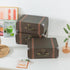 Soul & Lane Set of 3 Cardboard Suitcase Boxes with Handle, Brown Travel-Themed Paperboard Boxes for Decoration