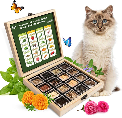 Lush&Dew Pet-Friendly Heirloom Seed Bank, Gardening Gifts for Women Men, 16 Varieties