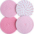 4.8 inch Drink Coasters Set of 4, Large Fabric Cotton Coasters,Cute Girly