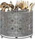 Rotating Utensil Caddy Countertop, Higher Raised Cutlery Holder, Metal Organizer with 4 Compartments for Kitchen Counter
