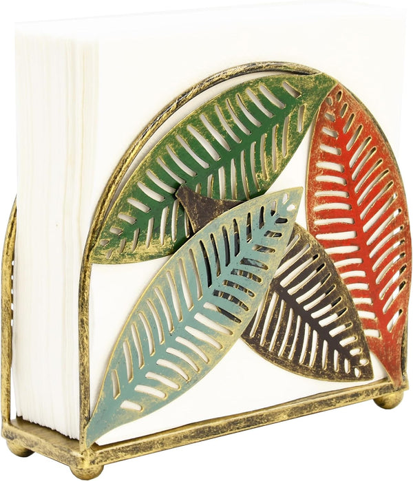 Modern Metal Napkin Holder for Dining Table, Upright Storage for Kitchen & Countertop, Multiple Color Leaves Organizer