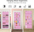 Over The Door Shoe Organizer: Space Saving Rack with 24 Pockets, Hook, and Hanging Shoe Holder (Pink)