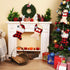 Skylety 2 Pieces Pet Christmas Stockings, Buffalo Plaid Burlap, 15 Inch Large Fish Shaped Bow for Xmas Tree
