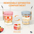 6 Pack 16 oz Xyptorix Overnight Oats Containers with Lids and Spoons, Mason Jars with Removable Separate Compartments