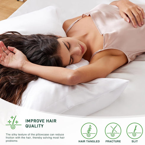 Love's cabin Satin Pillowcase for Hair and Skin - Queen Size Set of 2, 20x30 Inches, White