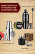 KITESSENSU Cocktail Shaker Set, Stainless Steel Martini Shaker with 24 Ounce Mixer, Jigger, Bar Spoon & Recipe Guide,