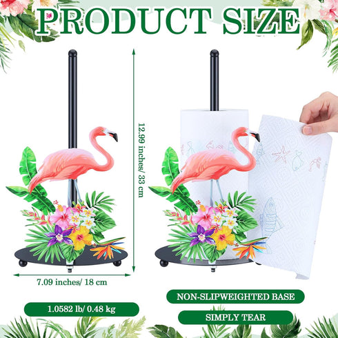 2 Countertop Summer FoldTier Pcs Tropical Paper Towel Holder Hawaiian Flamingo and Palm Leaf Paper Towel Holder Stand