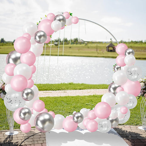 Aoriher Balloon Garland Arch Kit, 122 Pieces Colorful Pink Silver White Confetti Latex for Christmas Birthday Wedding