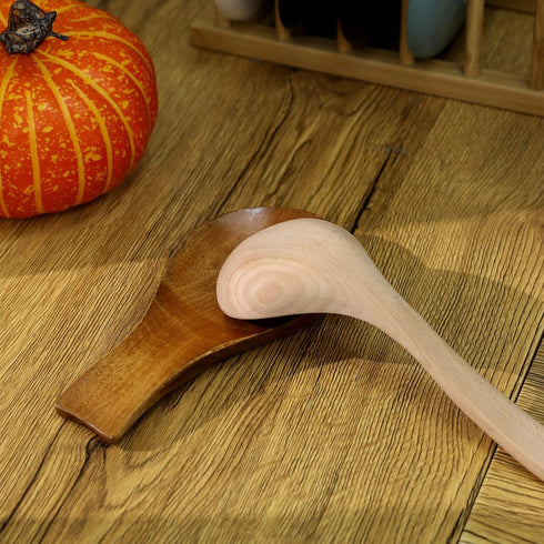 Wooden Spoon Holder, Boho Spoon Rest for Stove Top, Larger Farmhouse Utensil Rest for Kitchen Counter Decoration