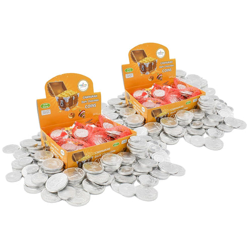 The Dreidel Company Chocolate Coins - 48-Mesh Bags Dairy Free - Dark